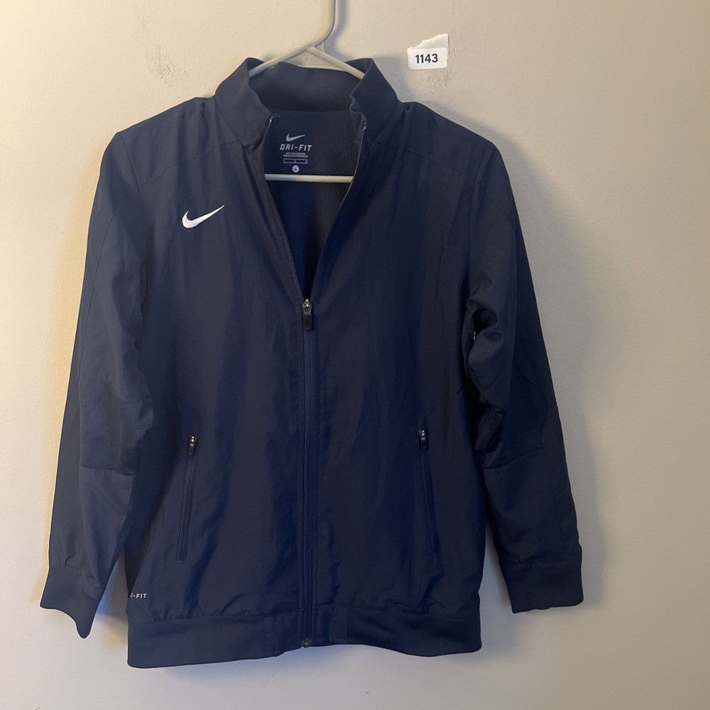 Nike Dri Fit Lightweight Jacket Full Zip Size L Navy Blue Fit Dry Unisex